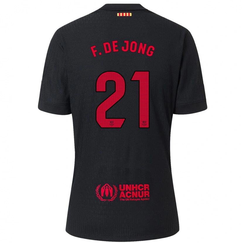 Danxen Kinder Frenkie De Jong #21 Schwarz Rot Auswärtstrikot Trikot 2024/25 T-Shirt Schweiz