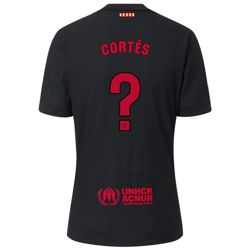 Danxen Kinder Álvaro Cortés #0 Schwarz Rot Auswärtstrikot Trikot 2024/25 T-Shirt Schweiz