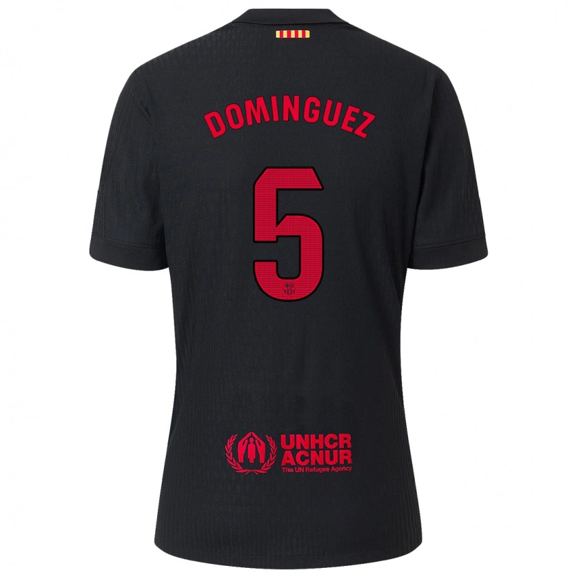 Danxen Kinder Sergi Domínguez #5 Schwarz Rot Auswärtstrikot Trikot 2024/25 T-Shirt Schweiz