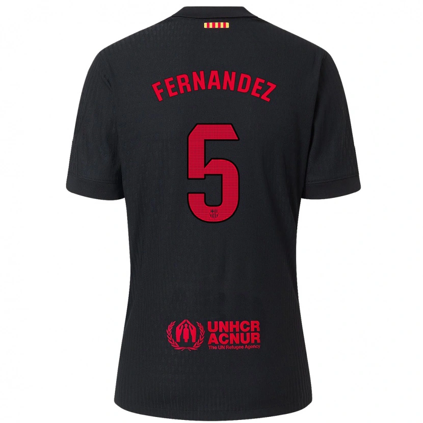 Danxen Kinder Jana Fernández #5 Schwarz Rot Auswärtstrikot Trikot 2024/25 T-Shirt Schweiz