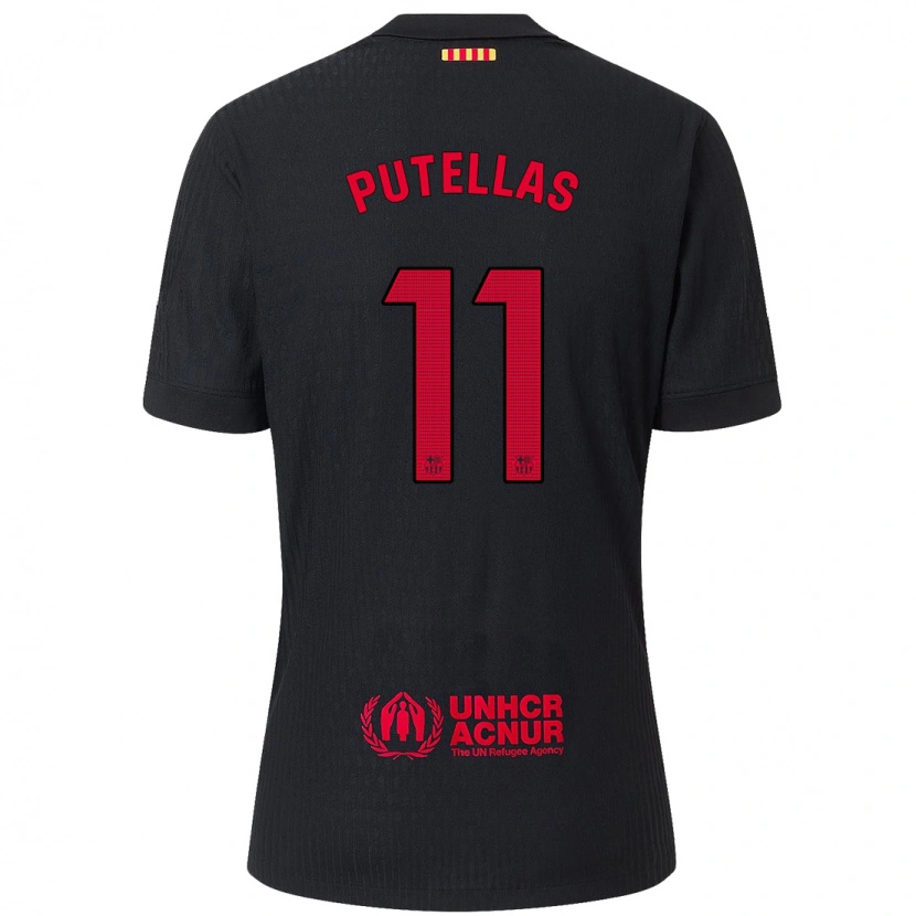 Danxen Kinder Alexia Putellas #11 Schwarz Rot Auswärtstrikot Trikot 2024/25 T-Shirt Schweiz