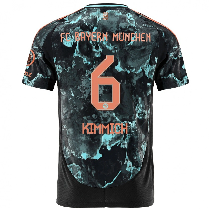 Danxen Kinder Joshua Kimmich #6 Schwarz Auswärtstrikot Trikot 2024/25 T-Shirt Schweiz