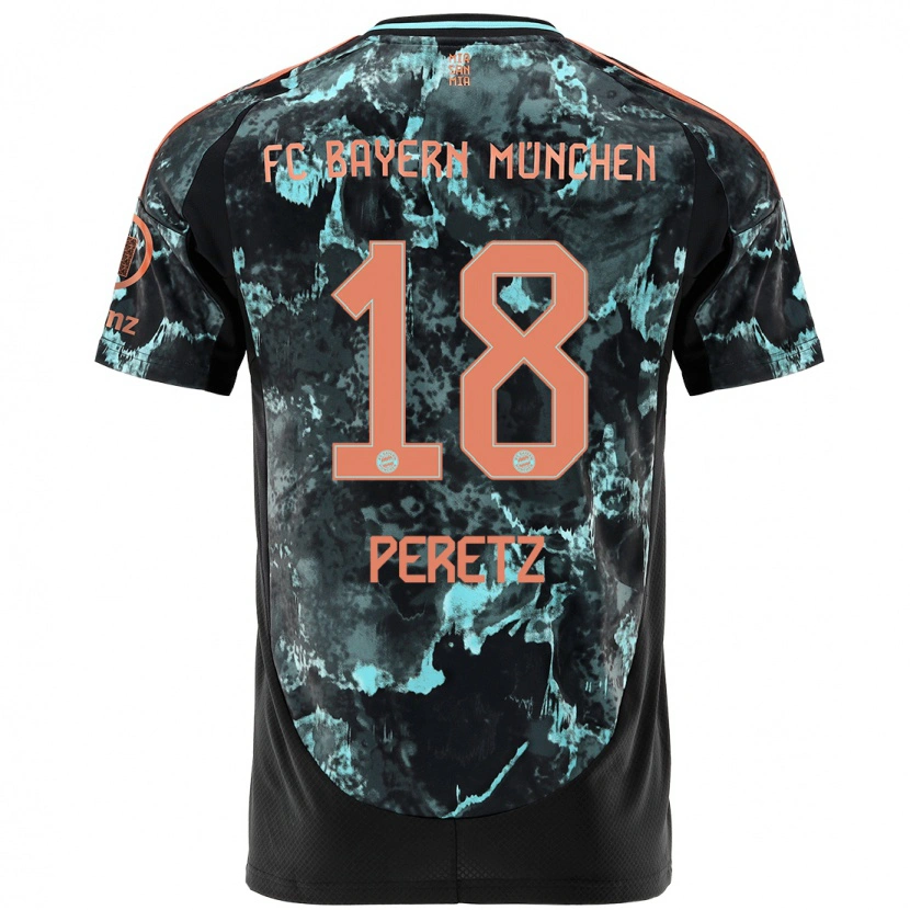 Danxen Kinder Daniel Peretz #18 Schwarz Auswärtstrikot Trikot 2024/25 T-Shirt Schweiz