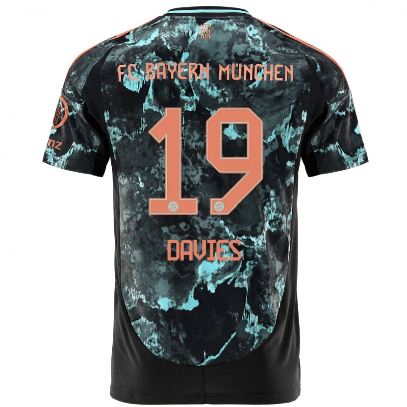 Danxen Kinder Alphonso Davies #19 Schwarz Auswärtstrikot Trikot 2024/25 T-Shirt Schweiz