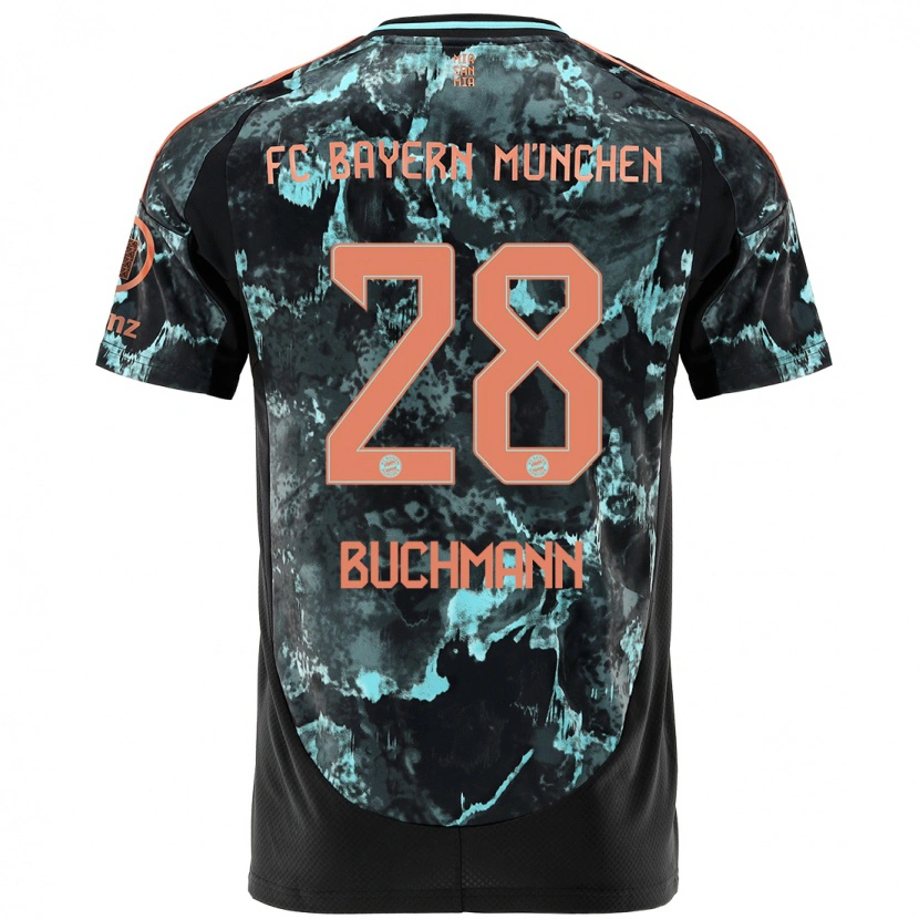 Danxen Kinder Tarek Buchmann #28 Schwarz Auswärtstrikot Trikot 2024/25 T-Shirt Schweiz