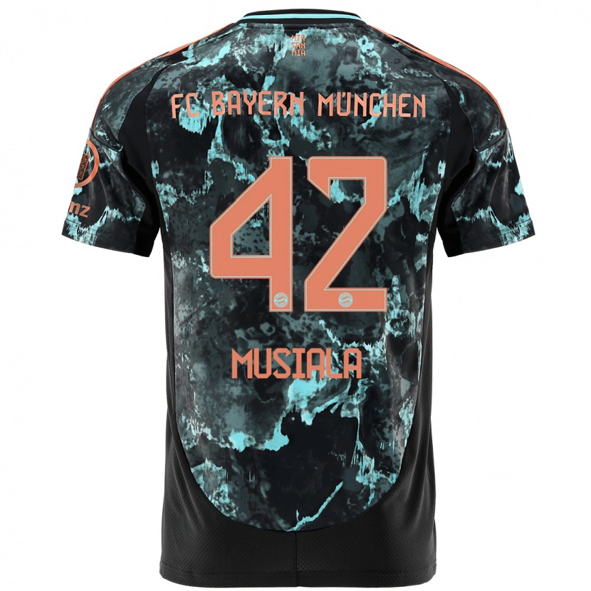 Danxen Kinder Jamal Musiala #42 Schwarz Auswärtstrikot Trikot 2024/25 T-Shirt Schweiz