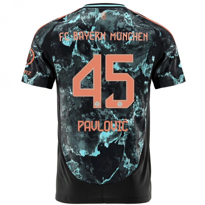 Danxen Kinder Aleksandar Pavlovic #45 Schwarz Auswärtstrikot Trikot 2024/25 T-Shirt Schweiz