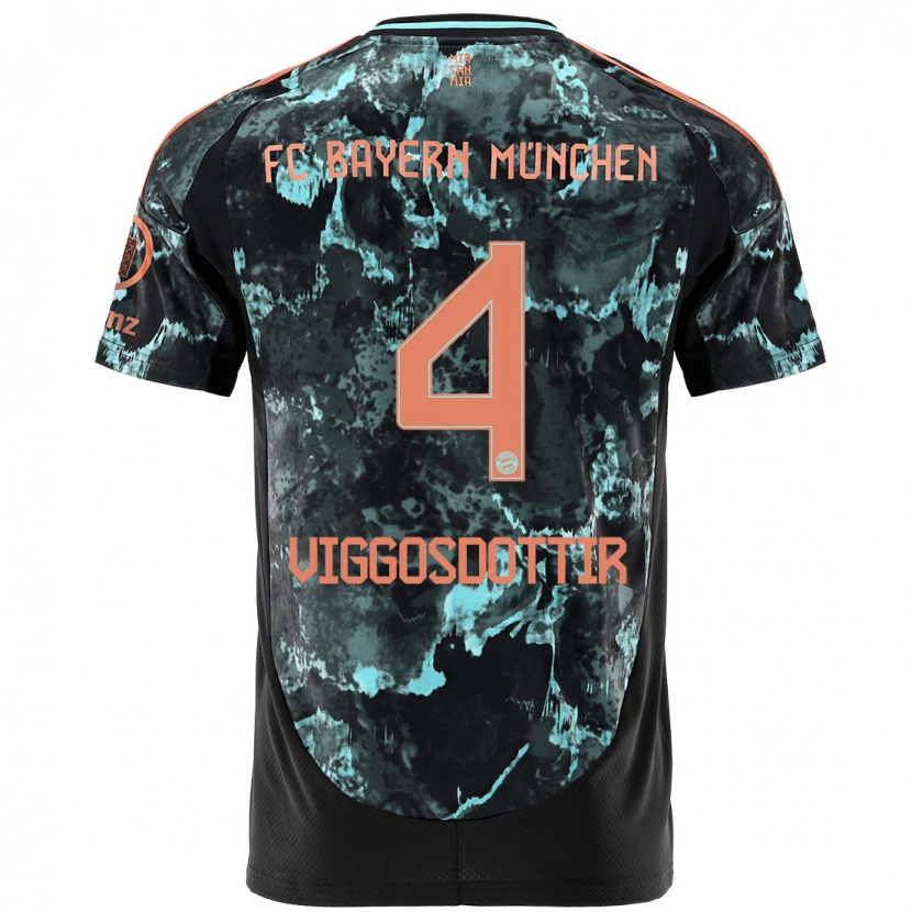 Danxen Kinder Glódís Perla Viggósdóttir #4 Schwarz Auswärtstrikot Trikot 2024/25 T-Shirt Schweiz