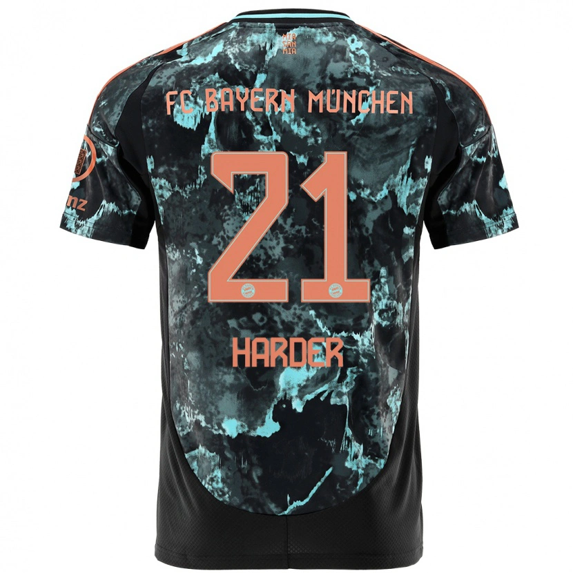 Danxen Kinder Pernille Harder #21 Schwarz Auswärtstrikot Trikot 2024/25 T-Shirt Schweiz