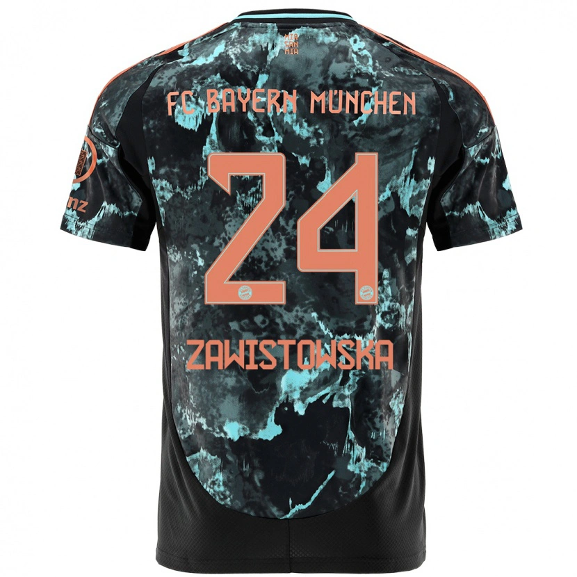 Danxen Kinder Weronika Zawistowska #24 Schwarz Auswärtstrikot Trikot 2024/25 T-Shirt Schweiz