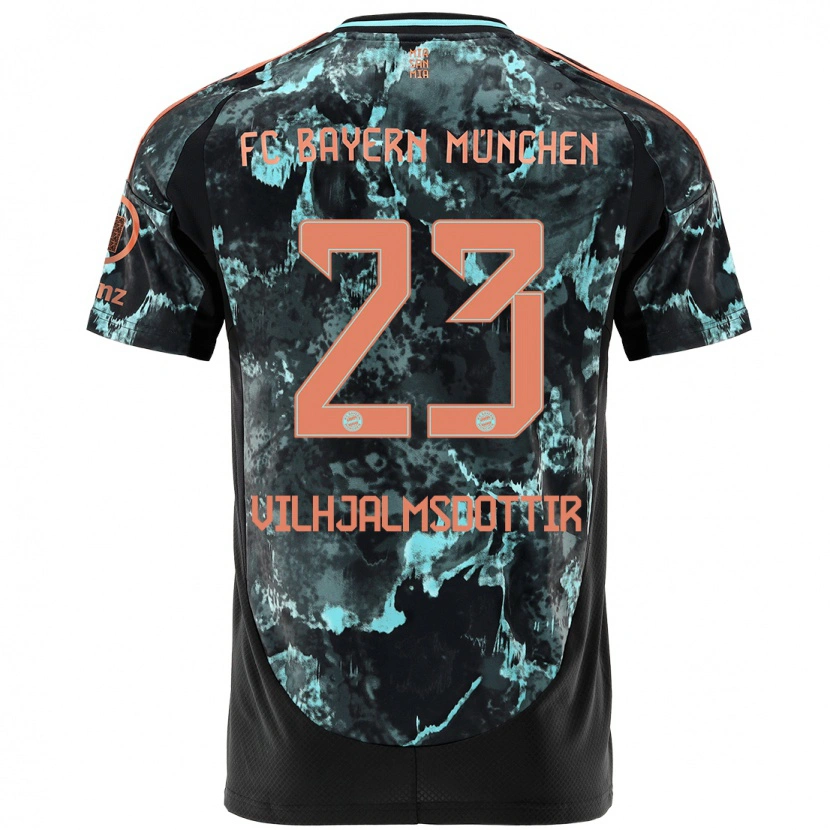 Danxen Kinder Karolina Lea Vilhjalmsdottir #23 Schwarz Auswärtstrikot Trikot 2024/25 T-Shirt Schweiz