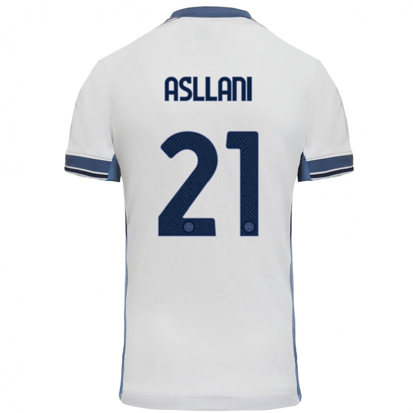 Danxen Kinder Kristjan Asllani #21 Weißgrau Auswärtstrikot Trikot 2024/25 T-Shirt Schweiz