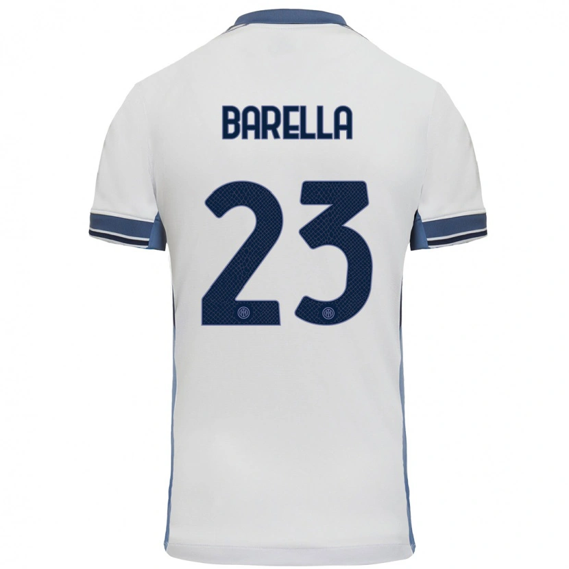 Danxen Kinder Nicolò Barella #23 Weißgrau Auswärtstrikot Trikot 2024/25 T-Shirt Schweiz