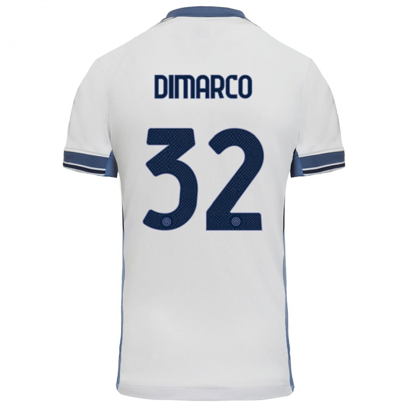 Danxen Kinder Federico Dimarco #32 Weißgrau Auswärtstrikot Trikot 2024/25 T-Shirt Schweiz