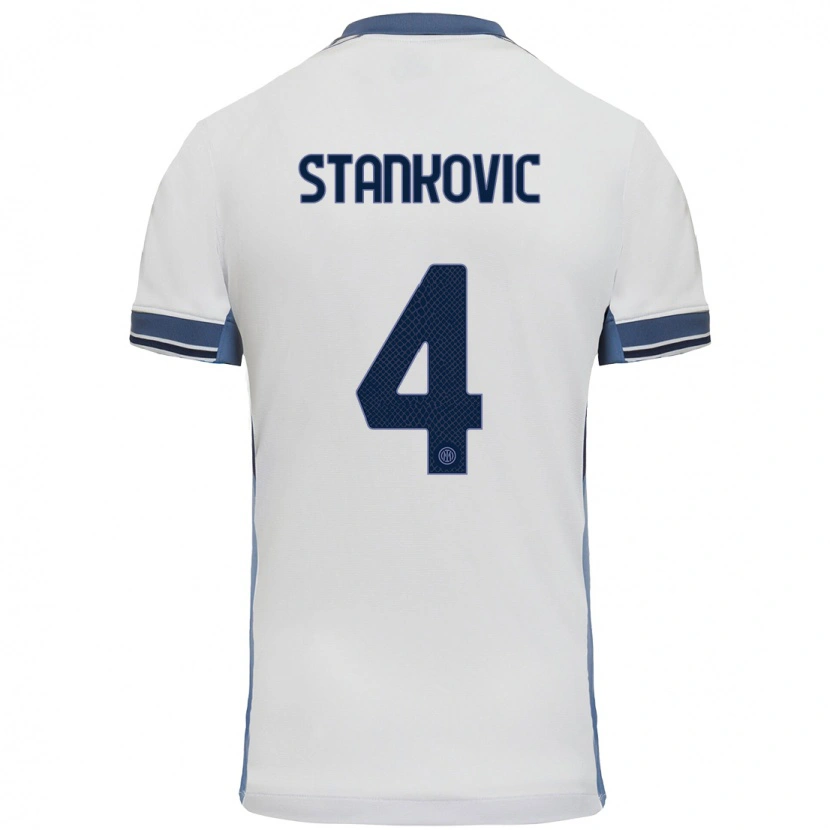 Danxen Kinder Aleksandar Stankovic #4 Weißgrau Auswärtstrikot Trikot 2024/25 T-Shirt Schweiz