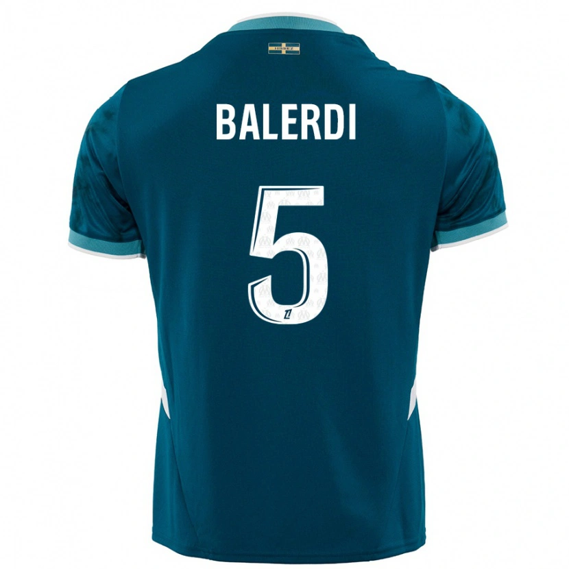 Danxen Kinder Leonardo Balerdi #5 Türkisblau Auswärtstrikot Trikot 2024/25 T-Shirt Schweiz