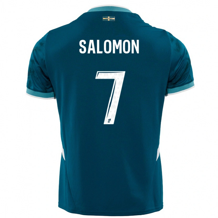 Danxen Kinder Maëva Salomon #7 Türkisblau Auswärtstrikot Trikot 2024/25 T-Shirt Schweiz