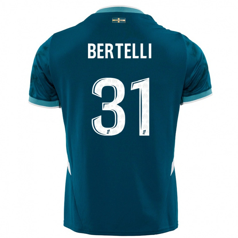 Danxen Kinder Ugo Bertelli #31 Türkisblau Auswärtstrikot Trikot 2024/25 T-Shirt Schweiz