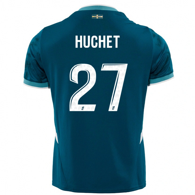 Danxen Kinder Sarah Huchet #27 Türkisblau Auswärtstrikot Trikot 2024/25 T-Shirt Schweiz