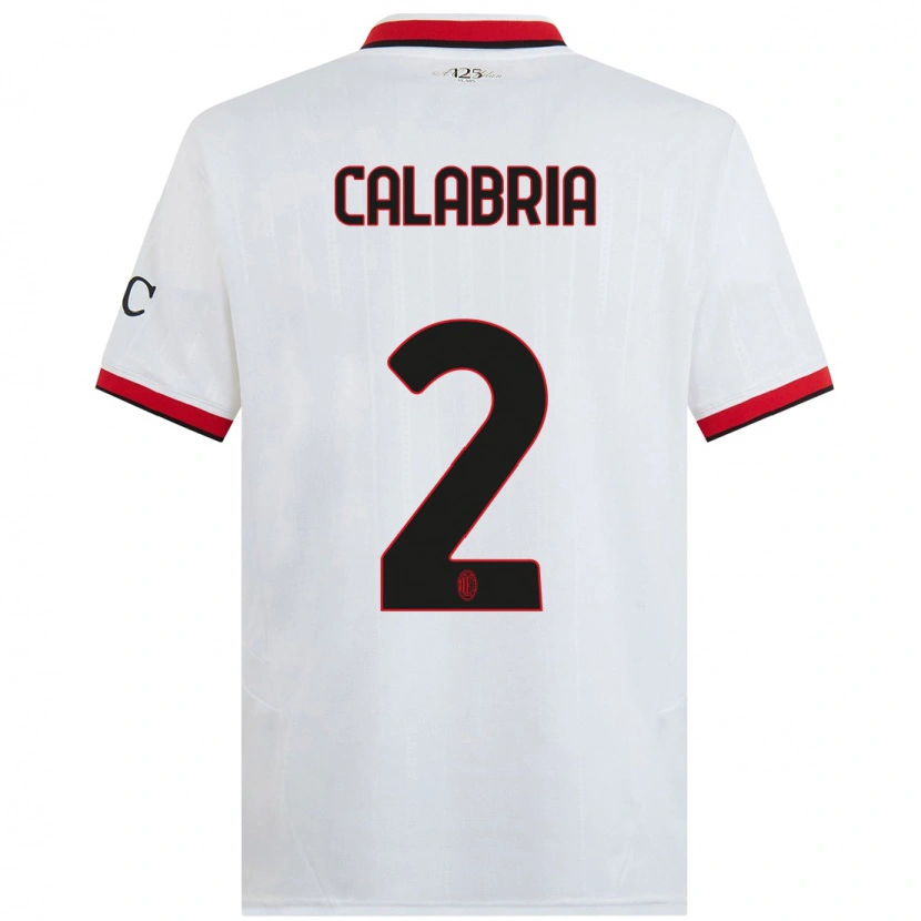 Danxen Kinder Davide Calabria #2 Weiß Schwarz Rot Auswärtstrikot Trikot 2024/25 T-Shirt Schweiz