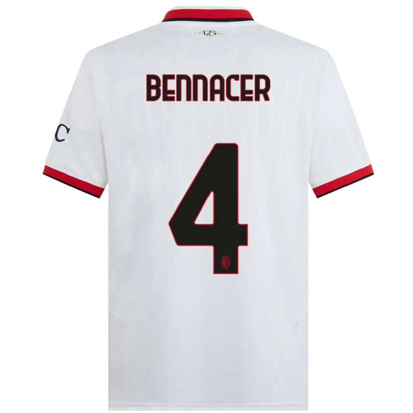 Danxen Kinder Ismaël Bennacer #4 Weiß Schwarz Rot Auswärtstrikot Trikot 2024/25 T-Shirt Schweiz