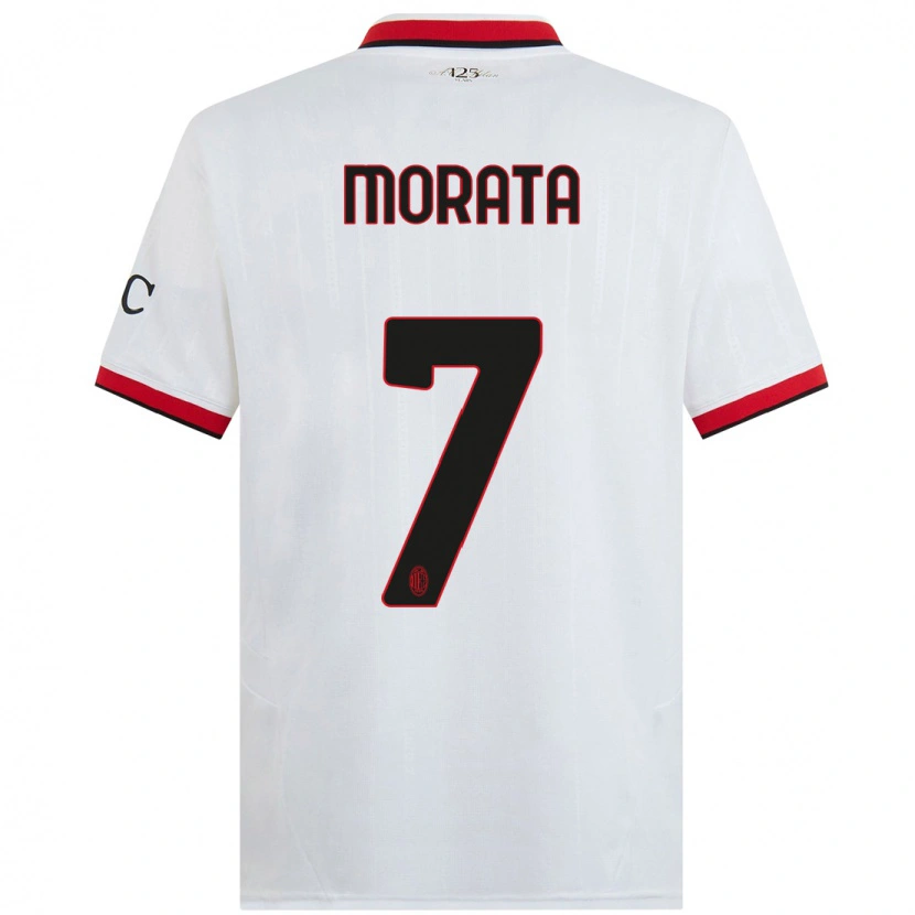 Danxen Kinder Álvaro Morata #7 Weiß Schwarz Rot Auswärtstrikot Trikot 2024/25 T-Shirt Schweiz