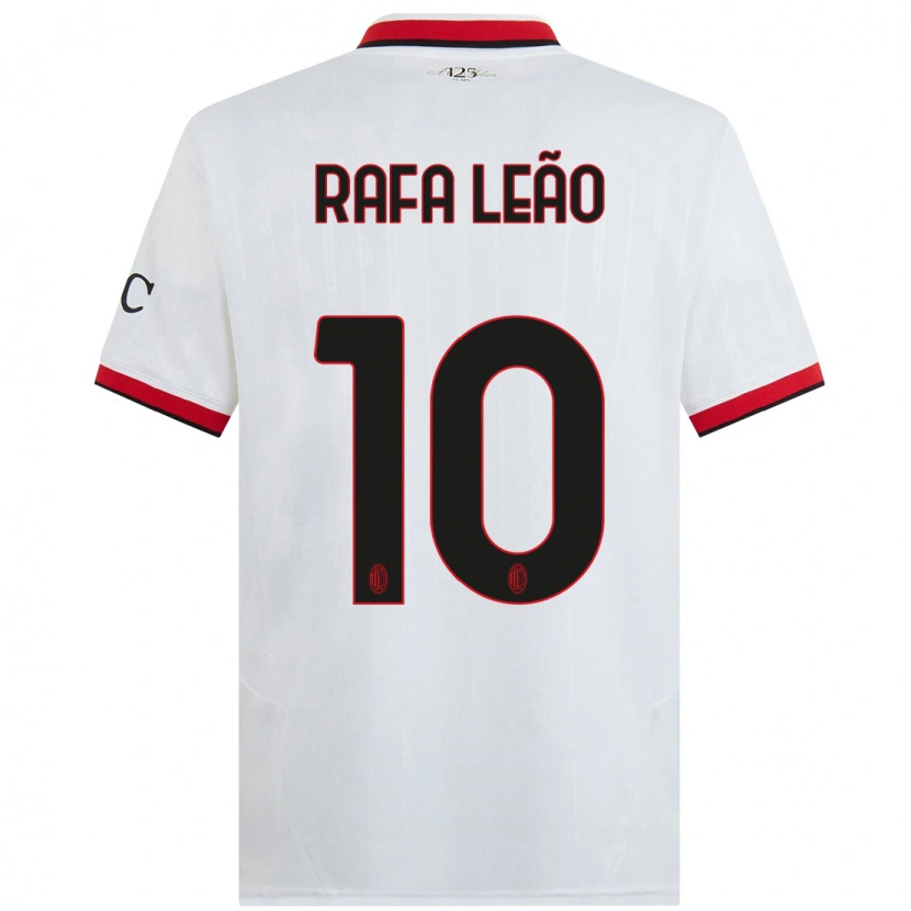 Danxen Kinder Rafael Leão #10 Weiß Schwarz Rot Auswärtstrikot Trikot 2024/25 T-Shirt Schweiz