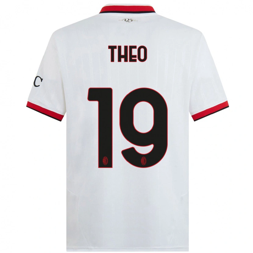 Danxen Kinder Theo Hernández #19 Weiß Schwarz Rot Auswärtstrikot Trikot 2024/25 T-Shirt Schweiz