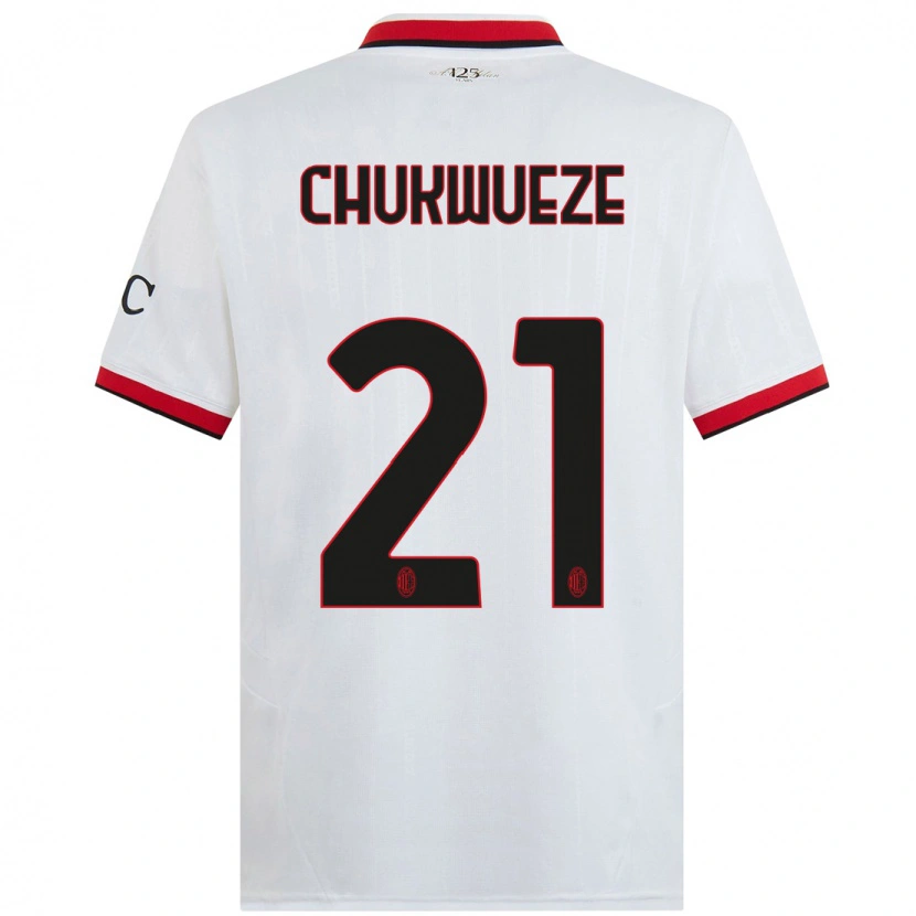 Danxen Kinder Samuel Chukwueze #21 Weiß Schwarz Rot Auswärtstrikot Trikot 2024/25 T-Shirt Schweiz