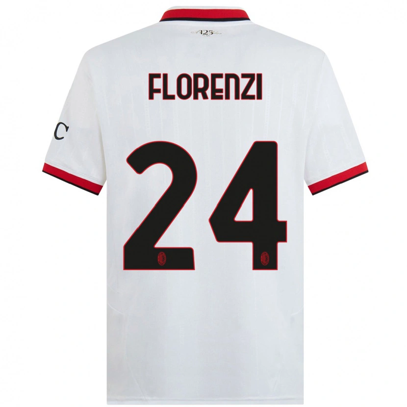 Danxen Kinder Alessandro Florenzi #24 Weiß Schwarz Rot Auswärtstrikot Trikot 2024/25 T-Shirt Schweiz