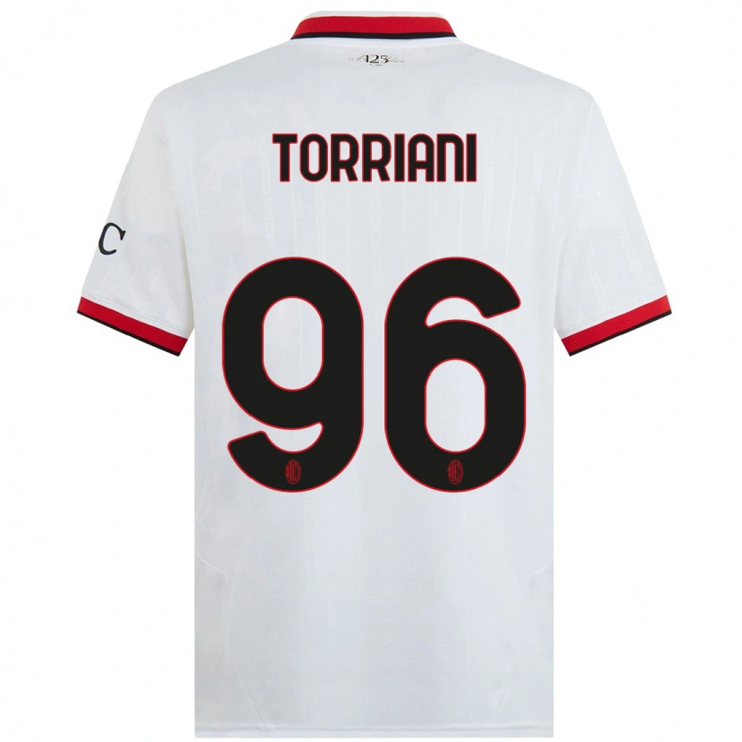 Danxen Kinder Lorenzo Torriani #96 Weiß Schwarz Rot Auswärtstrikot Trikot 2024/25 T-Shirt Schweiz