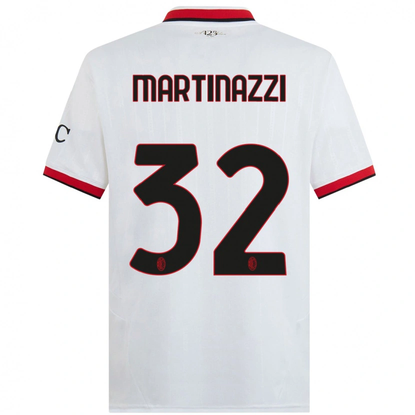 Danxen Kinder Luca Martinazzi #32 Weiß Schwarz Rot Auswärtstrikot Trikot 2024/25 T-Shirt Schweiz