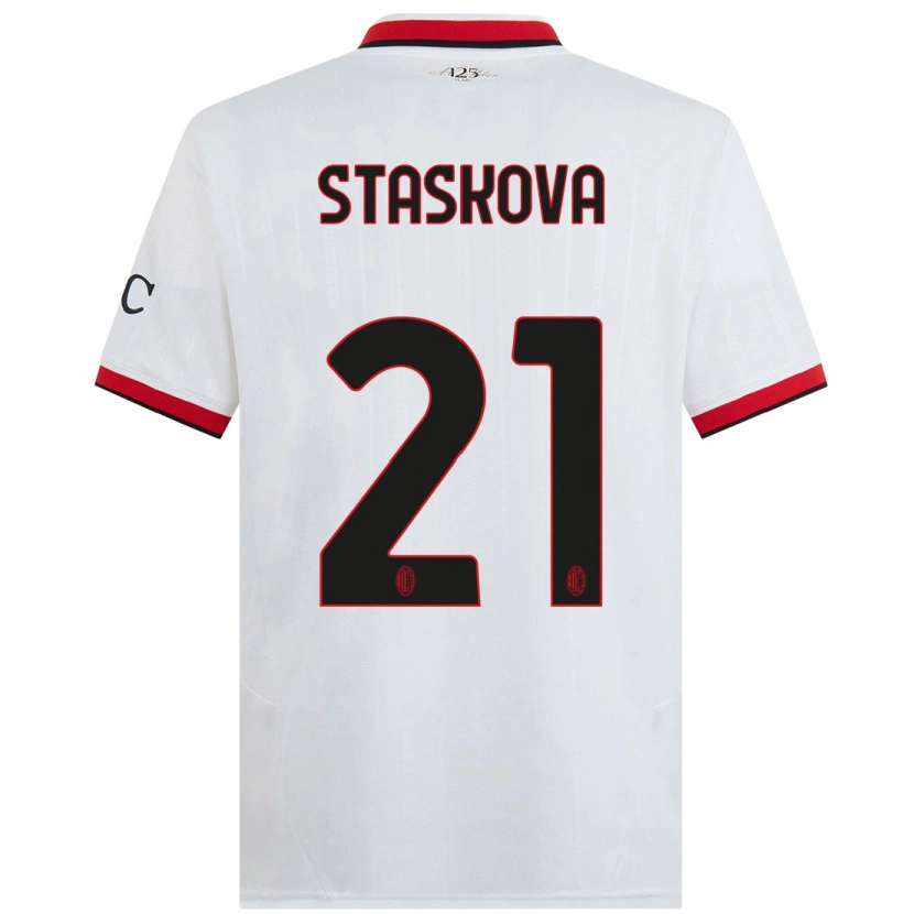 Danxen Kinder Andrea Stašková #21 Weiß Schwarz Rot Auswärtstrikot Trikot 2024/25 T-Shirt Schweiz