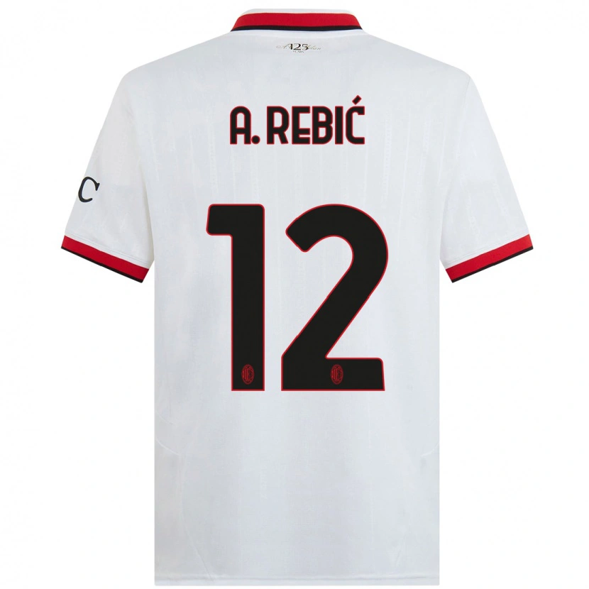 Danxen Kinder Ante Rebic #12 Weiß Schwarz Rot Auswärtstrikot Trikot 2024/25 T-Shirt Schweiz