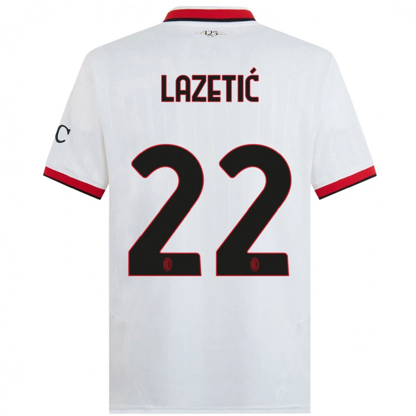 Danxen Kinder Marko Lazetic #22 Weiß Schwarz Rot Auswärtstrikot Trikot 2024/25 T-Shirt Schweiz