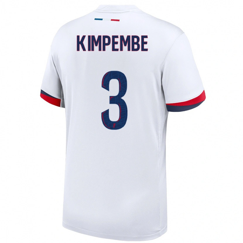 Danxen Kinder Presnel Kimpembe #3 Weiß Blau Rot Auswärtstrikot Trikot 2024/25 T-Shirt Schweiz