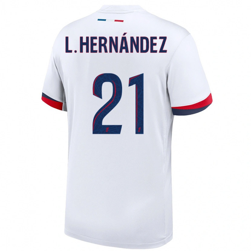 Danxen Kinder Lucas Hernández #21 Weiß Blau Rot Auswärtstrikot Trikot 2024/25 T-Shirt Schweiz