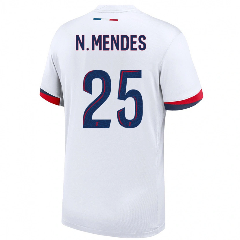 Danxen Kinder Nuno Mendes #25 Weiß Blau Rot Auswärtstrikot Trikot 2024/25 T-Shirt Schweiz