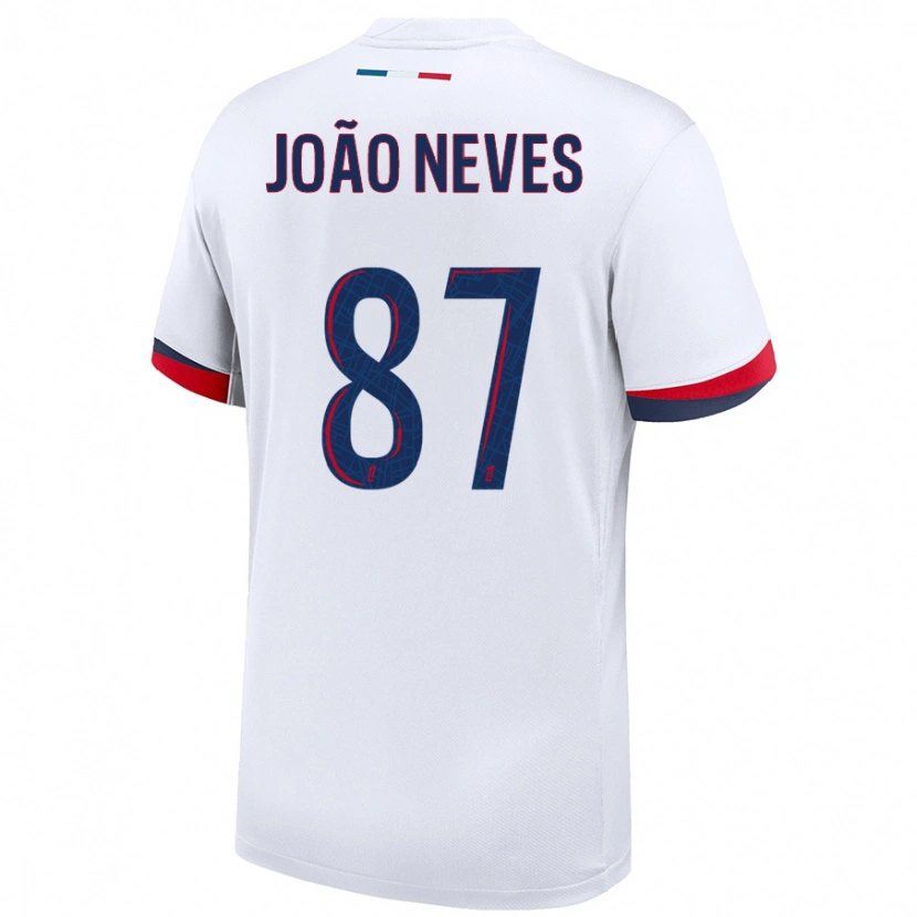 Danxen Kinder João Neves #87 Weiß Blau Rot Auswärtstrikot Trikot 2024/25 T-Shirt Schweiz