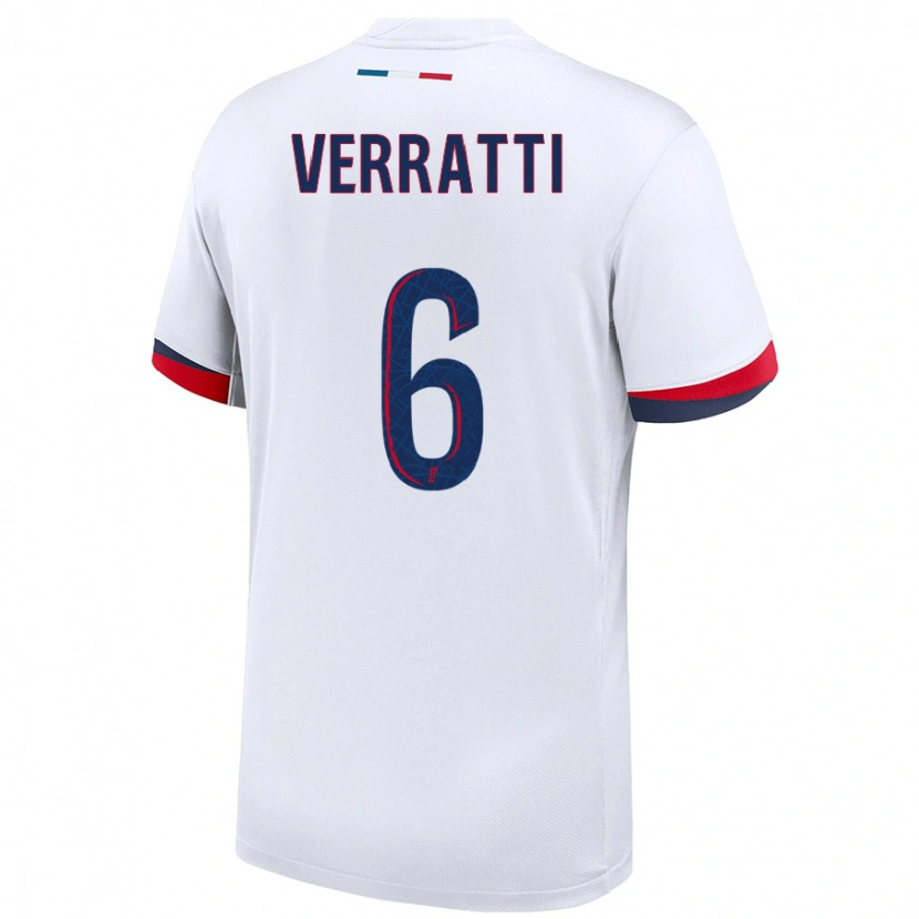 Danxen Kinder Marco Verratti #6 Weiß Blau Rot Auswärtstrikot Trikot 2024/25 T-Shirt Schweiz