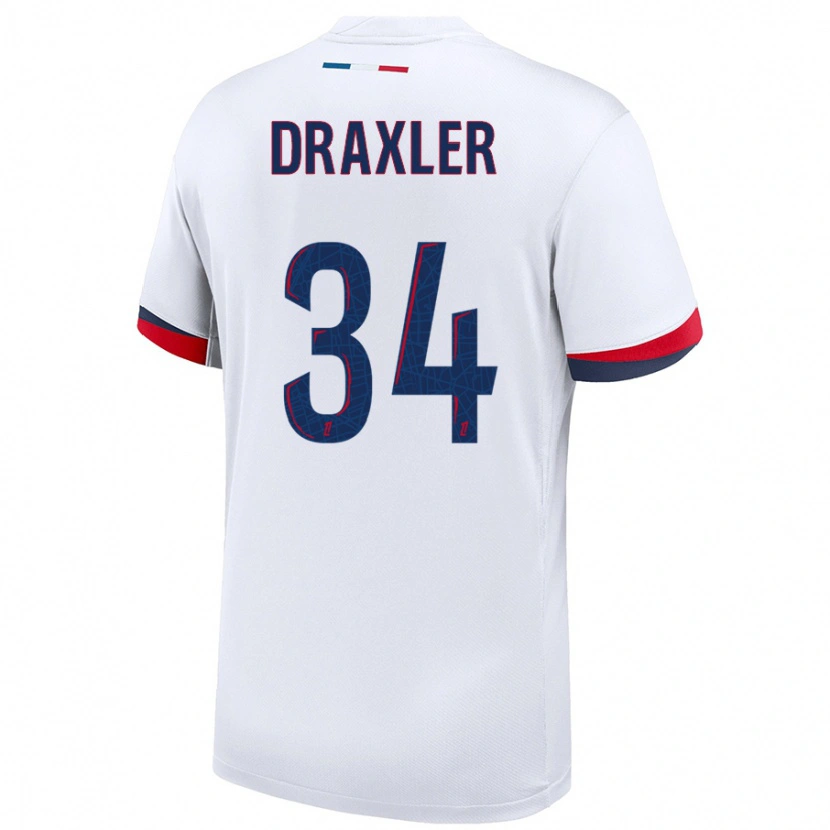 Danxen Kinder Julian Draxler #34 Weiß Blau Rot Auswärtstrikot Trikot 2024/25 T-Shirt Schweiz