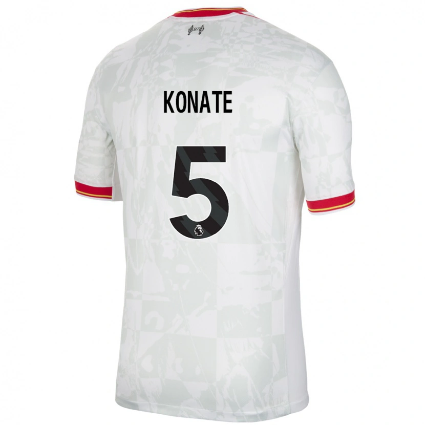 Danxen Kinder Ibrahima Konaté #5 Weiß Rot Schwarz Ausweichtrikot Trikot 2024/25 T-Shirt Schweiz