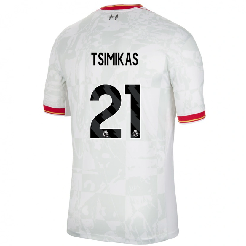 Danxen Kinder Konstantinos Tsimikas #21 Weiß Rot Schwarz Ausweichtrikot Trikot 2024/25 T-Shirt Schweiz