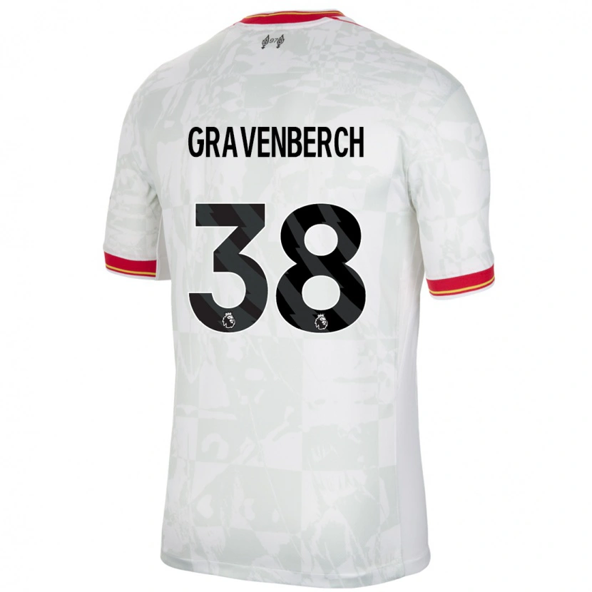 Danxen Kinder Ryan Gravenberch #38 Weiß Rot Schwarz Ausweichtrikot Trikot 2024/25 T-Shirt Schweiz