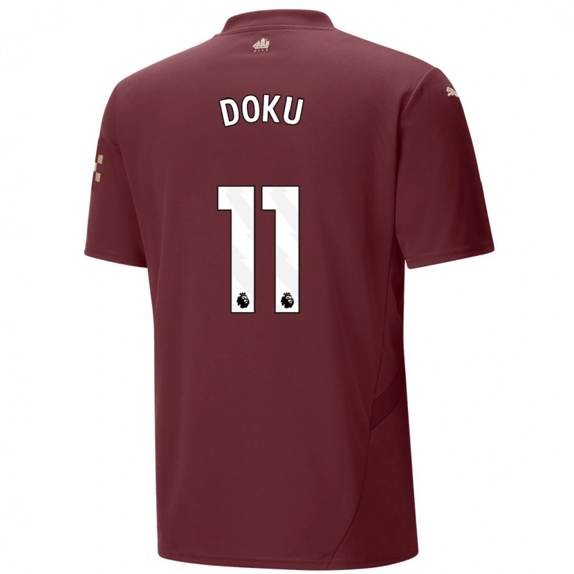 Danxen Kinder Jérémy Doku #11 Kastanienbraun Ausweichtrikot Trikot 2024/25 T-Shirt Schweiz