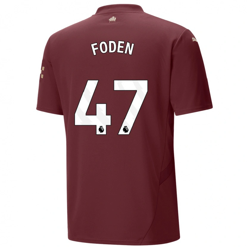 Danxen Kinder Phil Foden #47 Kastanienbraun Ausweichtrikot Trikot 2024/25 T-Shirt Schweiz