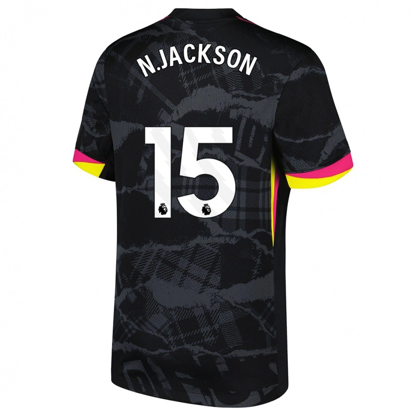 Danxen Kinder Nicolas Jackson #15 Schwarz Rosa Ausweichtrikot Trikot 2024/25 T-Shirt Schweiz