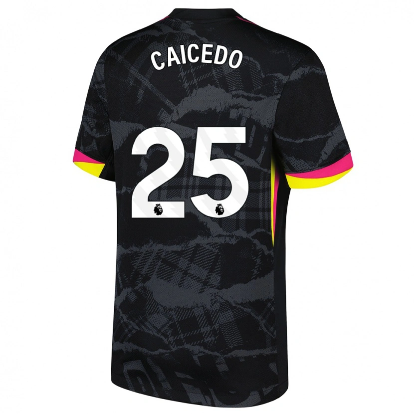 Danxen Kinder Moisés Caicedo #25 Schwarz Rosa Ausweichtrikot Trikot 2024/25 T-Shirt Schweiz