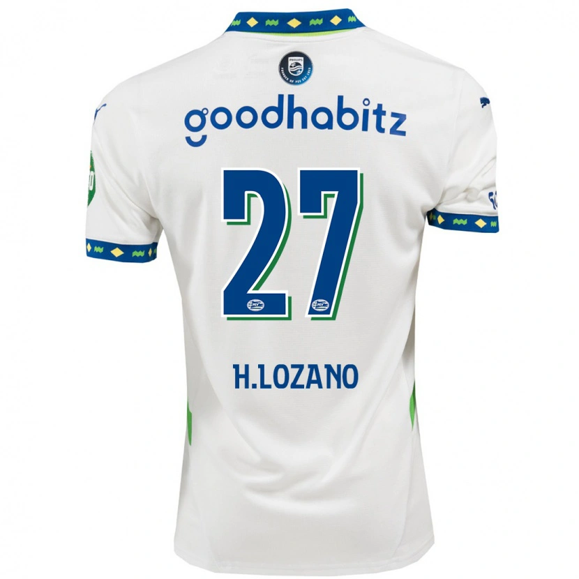 Danxen Kinder Hirving Lozano #27 Weiß Dunkelblau Ausweichtrikot Trikot 2024/25 T-Shirt Schweiz