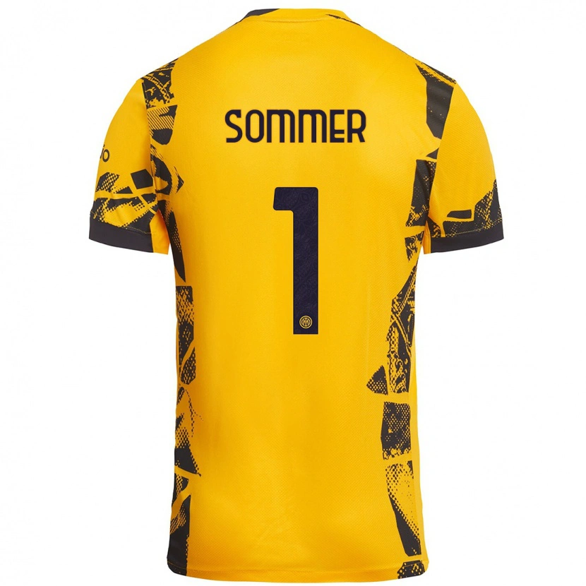 Danxen Kinder Yann Sommer #1 Gold Schwarz Ausweichtrikot Trikot 2024/25 T-Shirt Schweiz